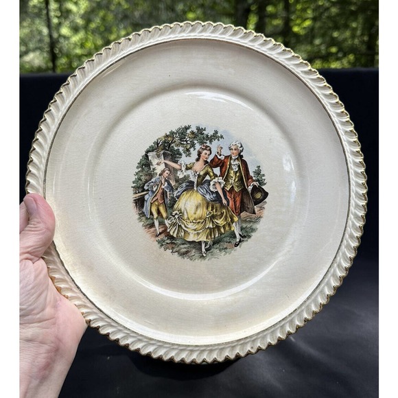 Vintage Harker Pottery Co. gold trimmed 22 kt Scallop edge Dessert Plates S37 - Picture 4 of 11